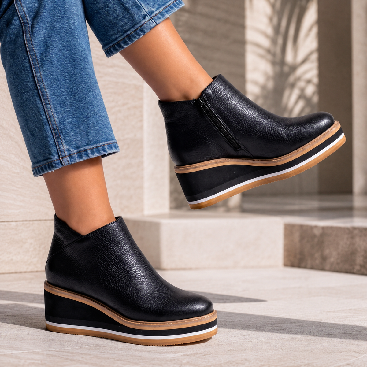 Elodie Women's Textured Wedge Ankle Boots