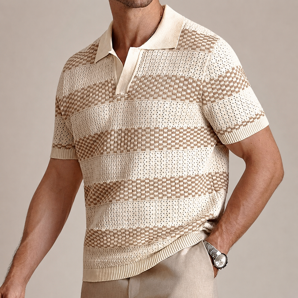 Evan Men’s Textured Stripe Knit Polo