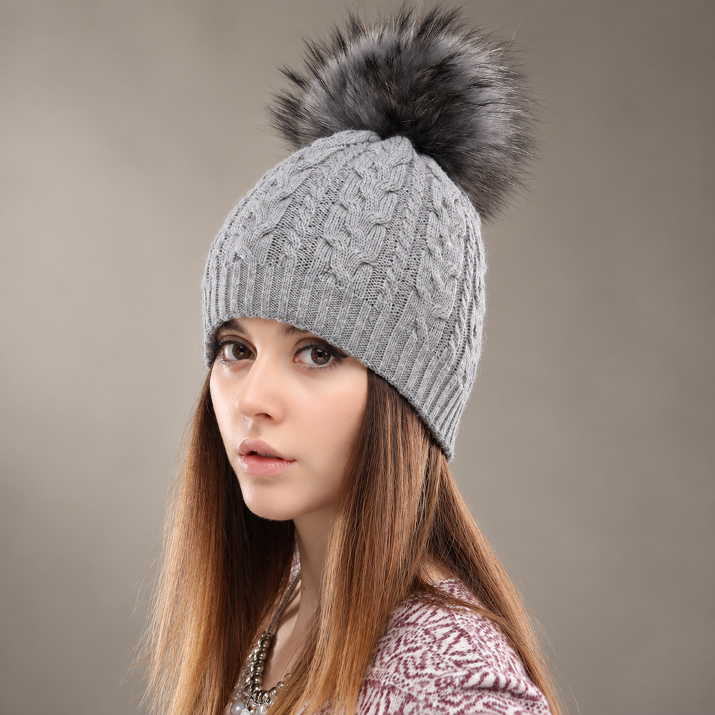 Lucia Women’s Cable Knit Pom-Pom Beanie