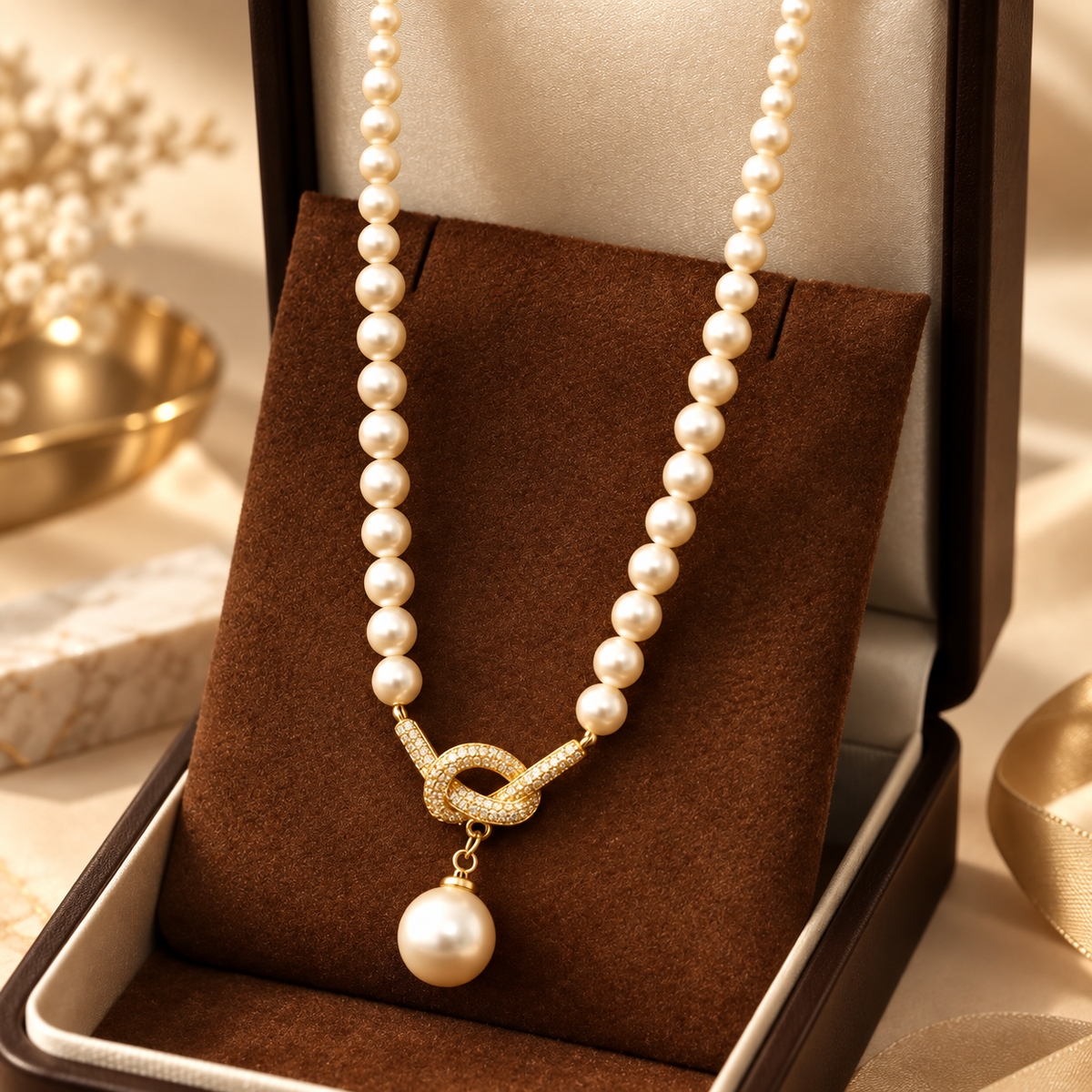 Fiorenza Pearl Strand Necklace with Crystal Toggle Pendant