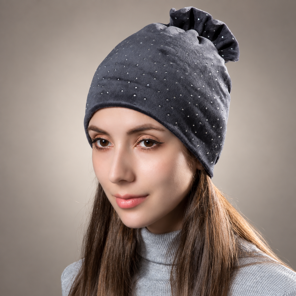 Amélie Embellished Velvet-Look Beanie