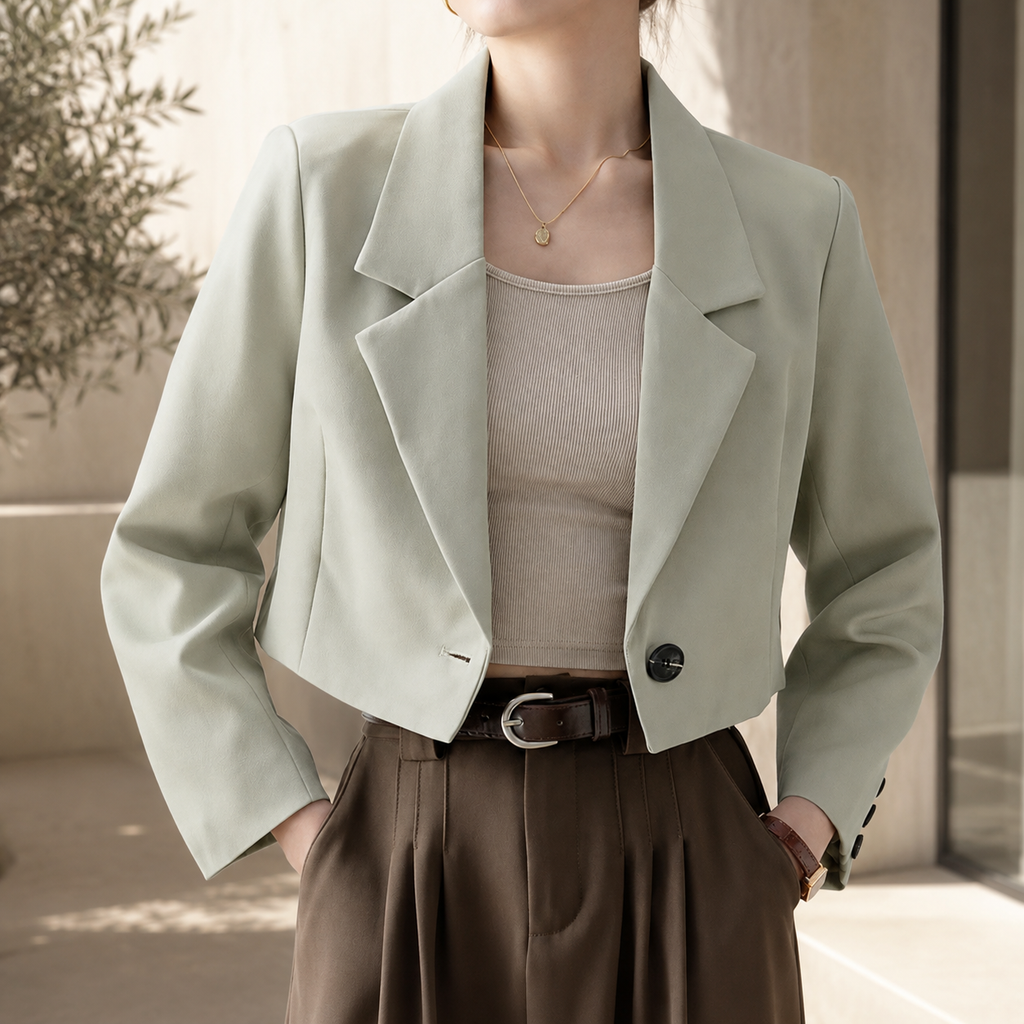 Vivienne Women's Cropped Single-Button Tailored Blazer