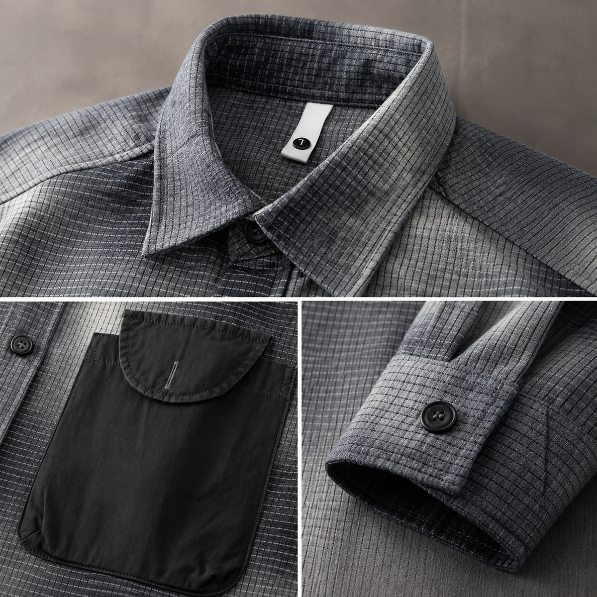 Rafael Men’s Textured Cargo Shirt – Long Sleeve Button-Up with Contrast Chest Pocket