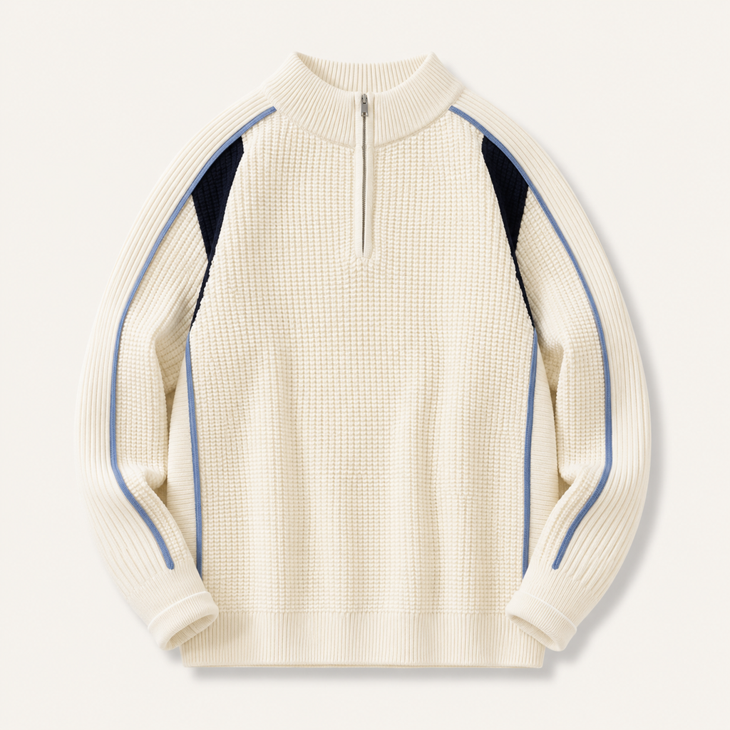 Oliver Quarter-Zip Textured Knit Sweater