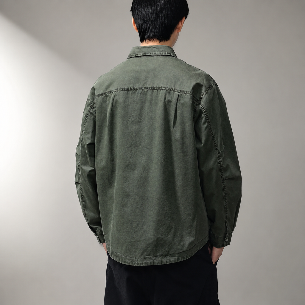 Everett Men’s Washed Utility Shirt Jacket – Snap Front Casual Overshirt with Side Pockets