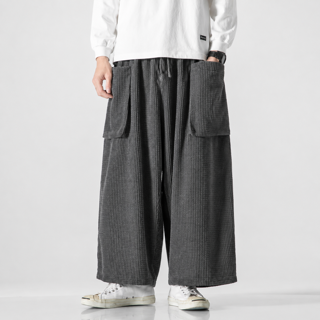 Marlowe Relaxed Wide-Leg Cargo Pants – Textured Fabric with Oversized Pockets