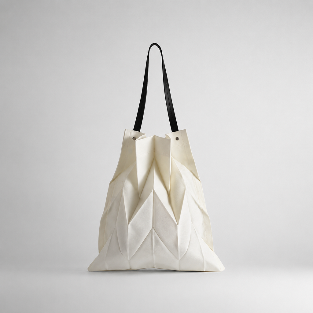 Harlow's Pleated Canvas Tote Bag with Structured Shoulder Strap
