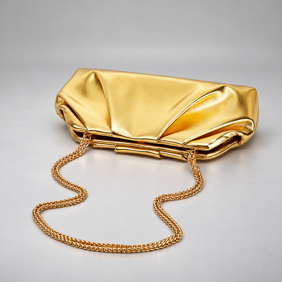Alessia Pleated Clutch Bag with Chain Strap