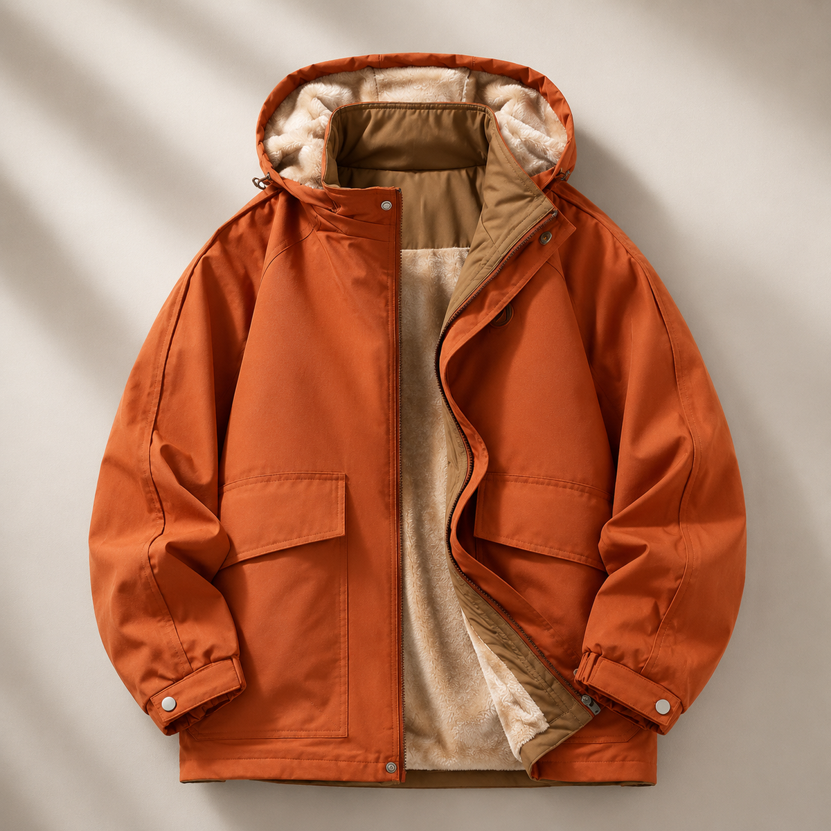 Bennett Men’s Fleece-Lined Hooded Jacket – Full-Zip Utility Winter Coat