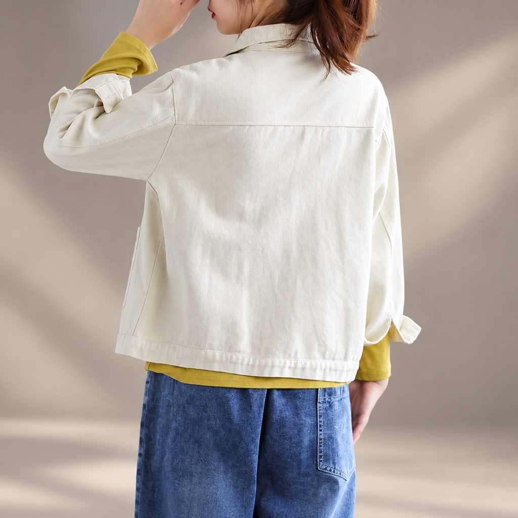 Camille Women’s Button-Front Casual Jacket – Relaxed Fit Long Sleeve Utility Coat