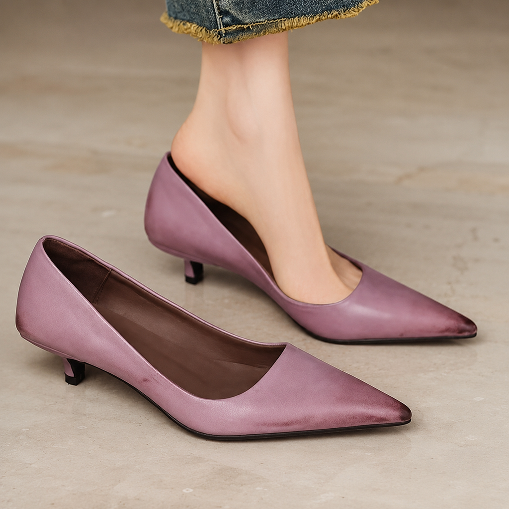 Harper Women’s Pointed-Toe Low Kitten Heel Pumps