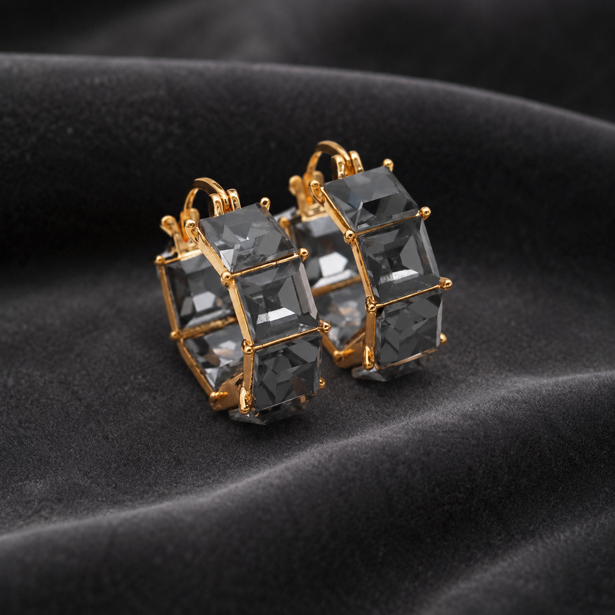 Savannah Prism Square Crystal Hoop Earrings