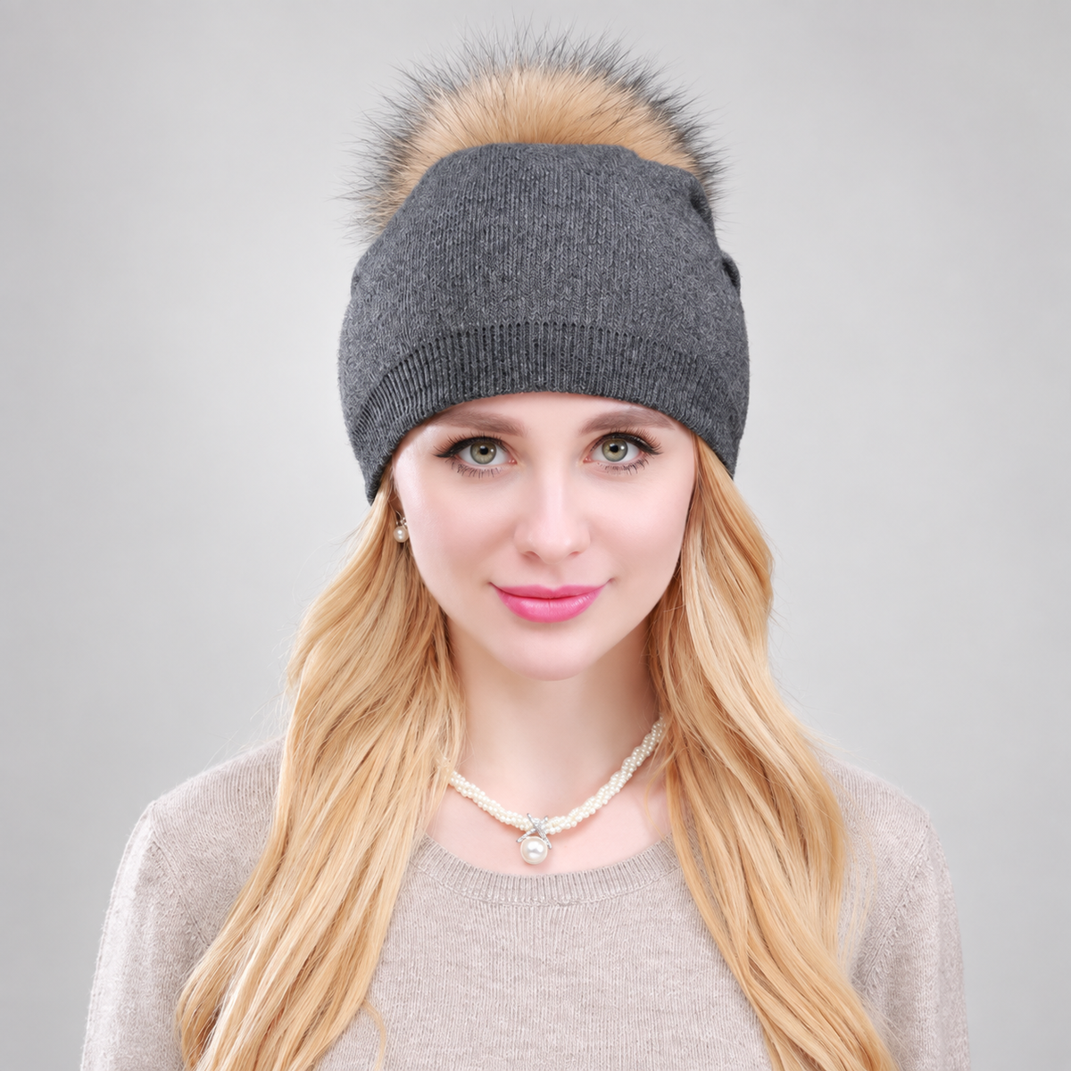 Elena Women’s Knit Pom-Pom Beanie – Soft Winter Hat