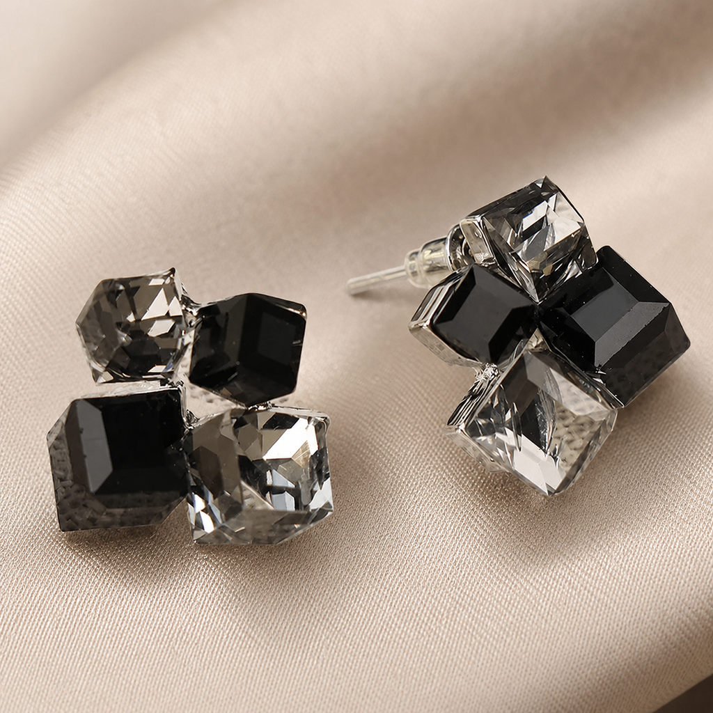 Riley Prism Cube Crystal Stud Earrings