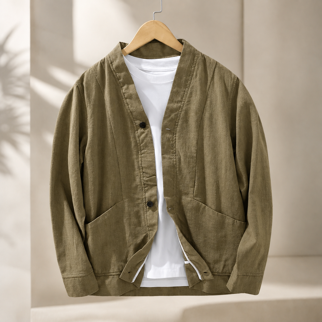 Caleb Collarless Button-Front Jacket