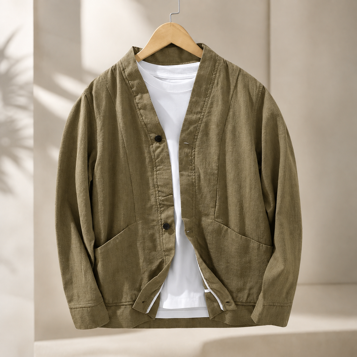 Caleb Collarless Button-Front Jacket