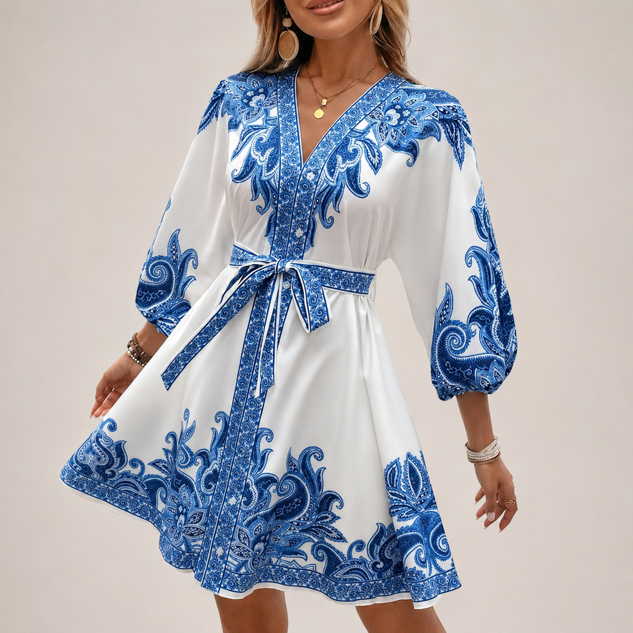 Ivy's Paisley Print Belted Dress