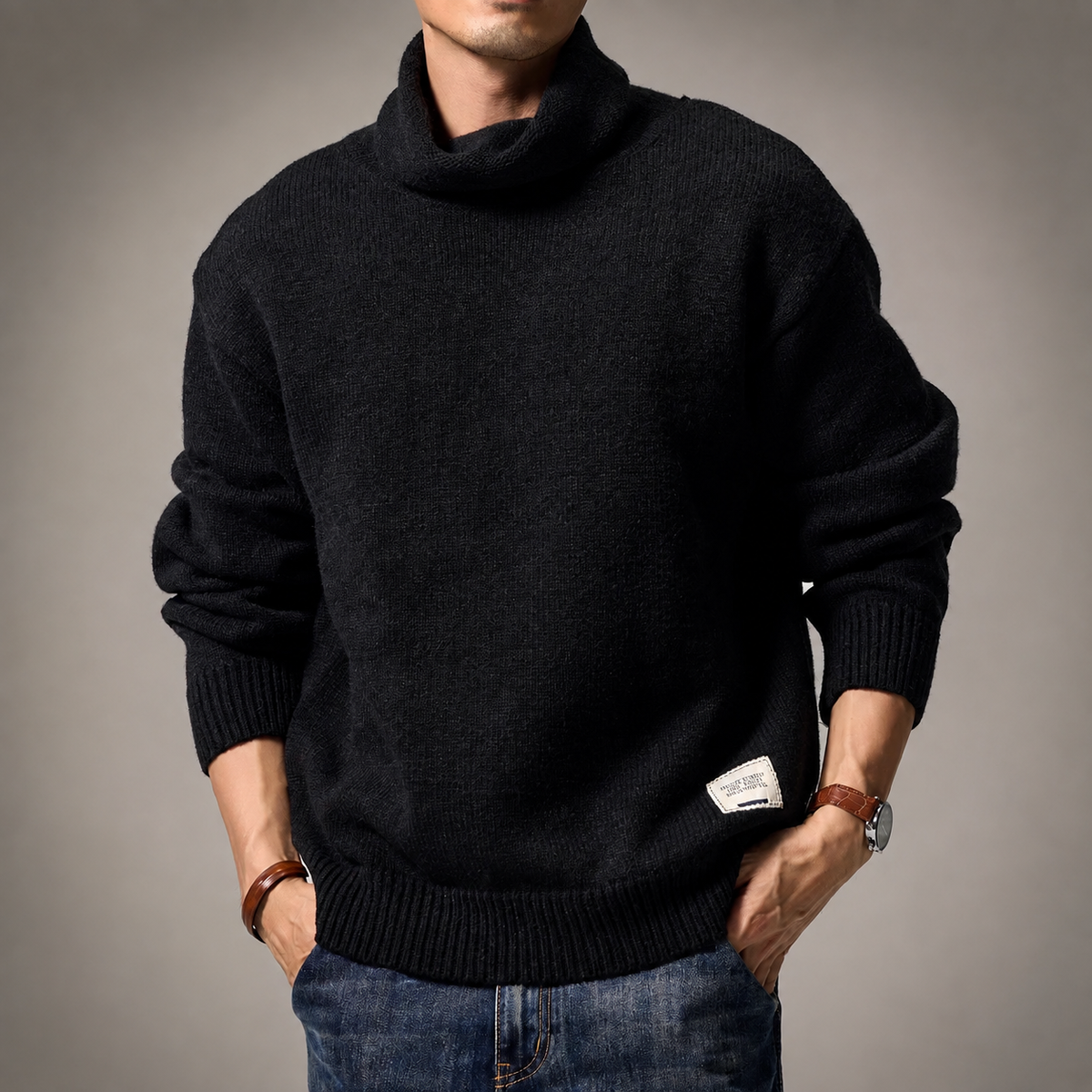 Matteo Men’s Cowl Neck Knit Sweater