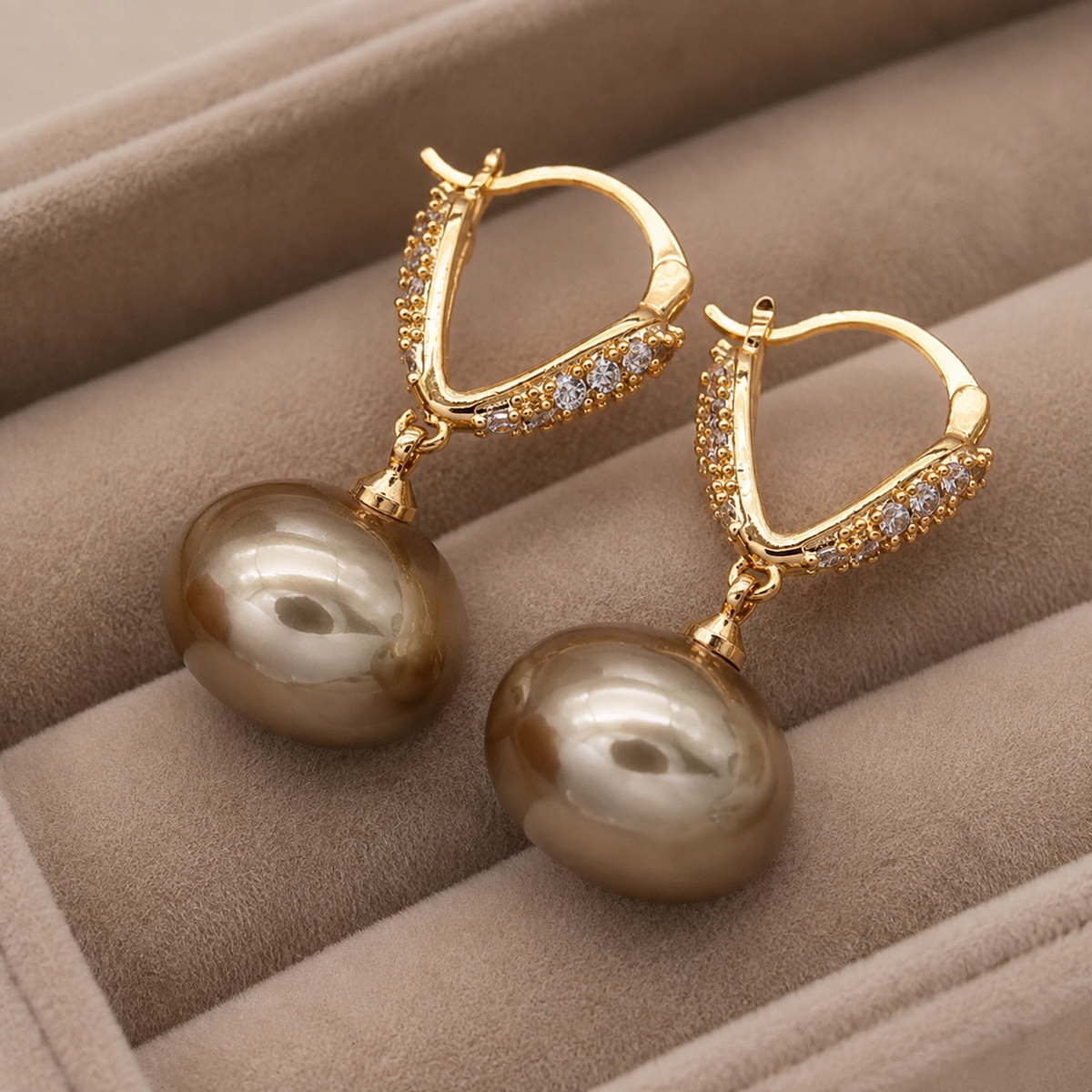 Brielle Pearl Drop Crystal Huggie Earrings