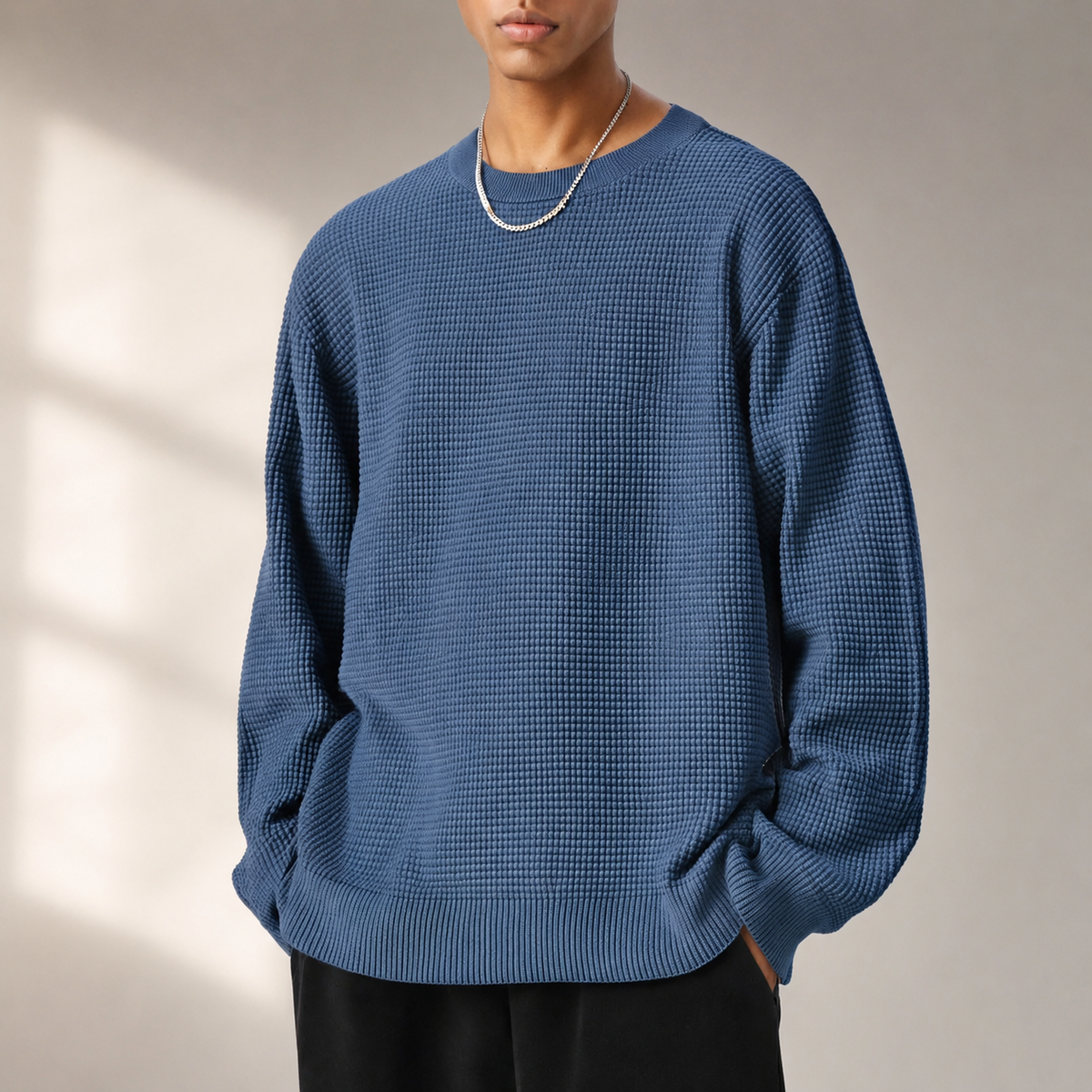Adrian Men’s Textured Crew Neck Knit Sweater