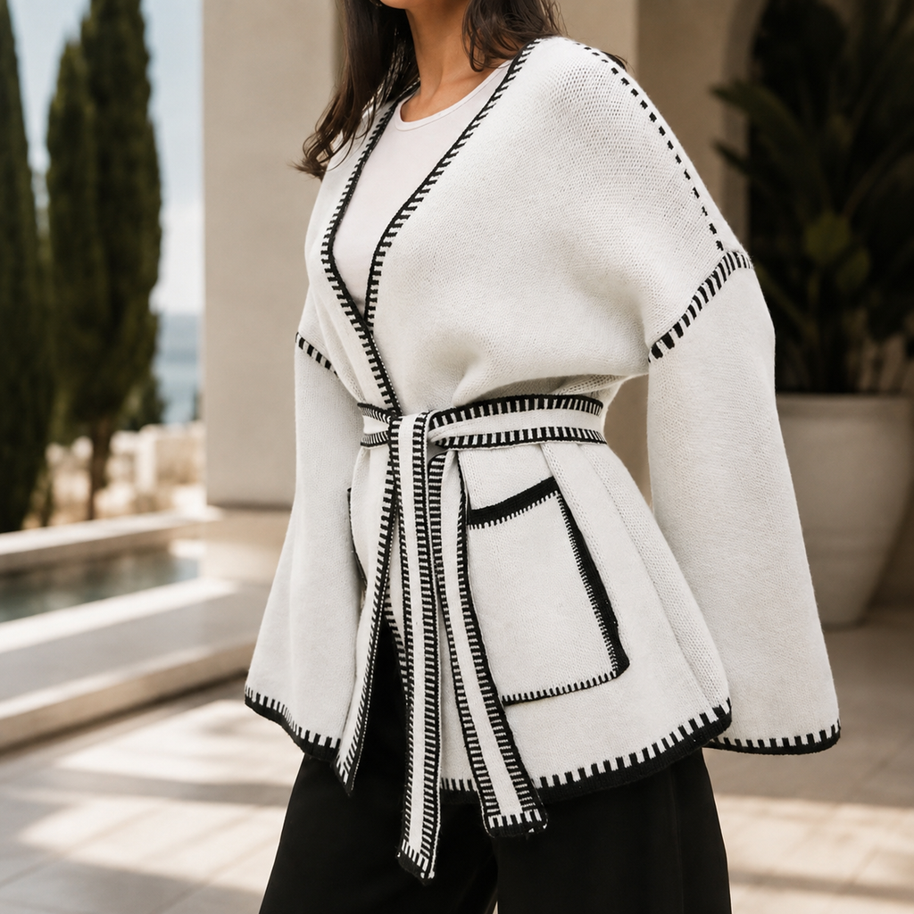 Margot Women's Belted Contrast-Trim Knit Cardigan