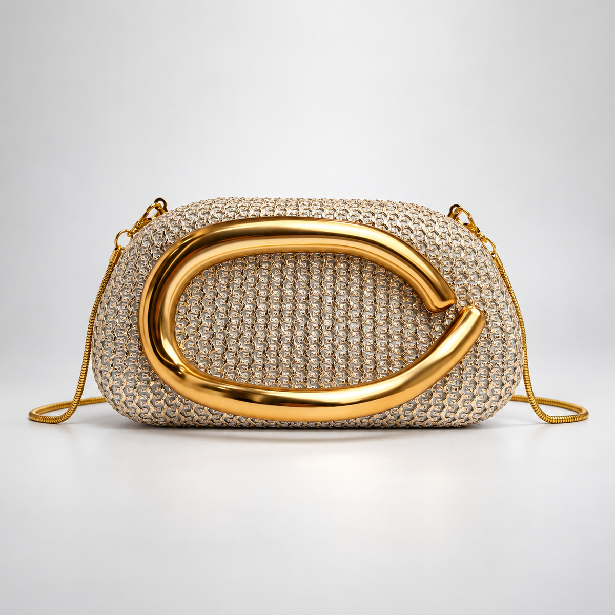 Isabella Textured Evening Clutch Bag with Gold-Tone Handle