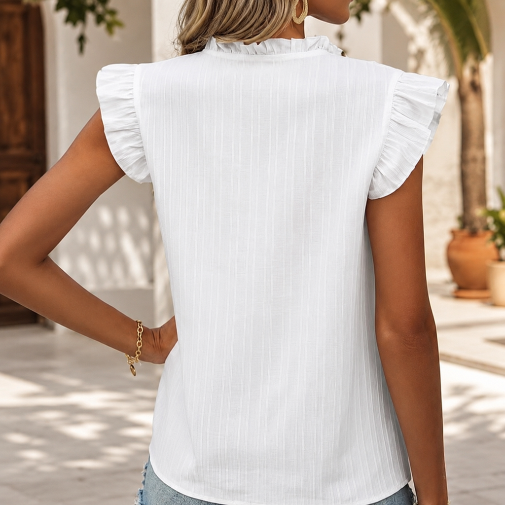 Caroline Embroidered Ruffle Blouse