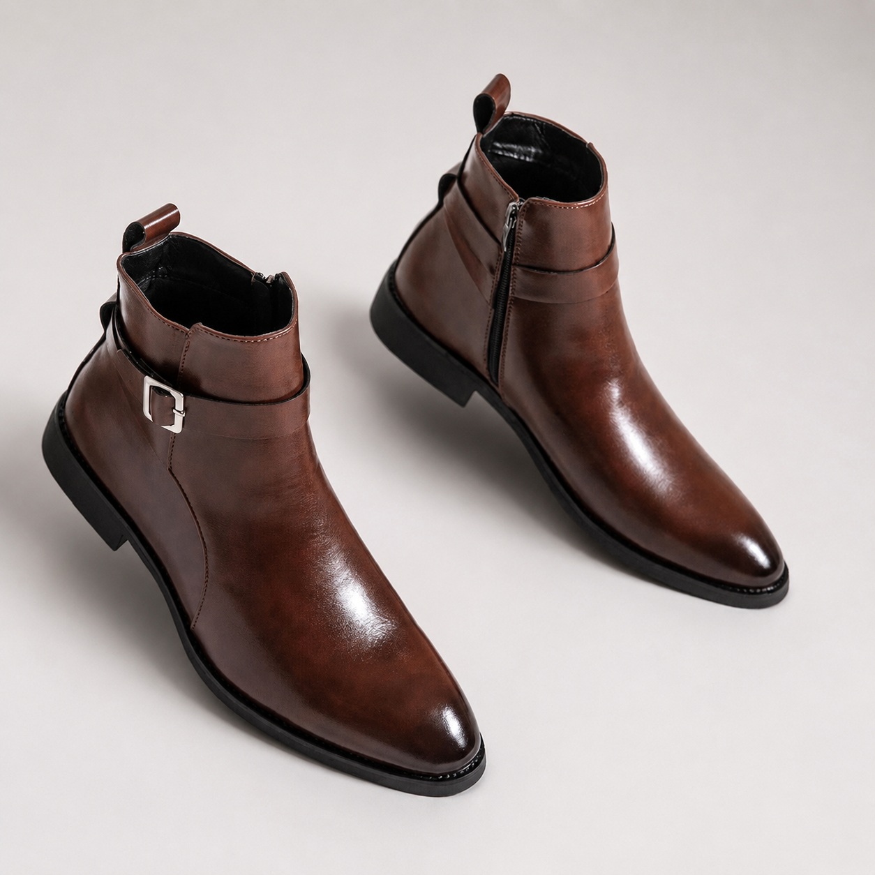 Bennett Men’s Buckle-Strap Ankle Dress Boots