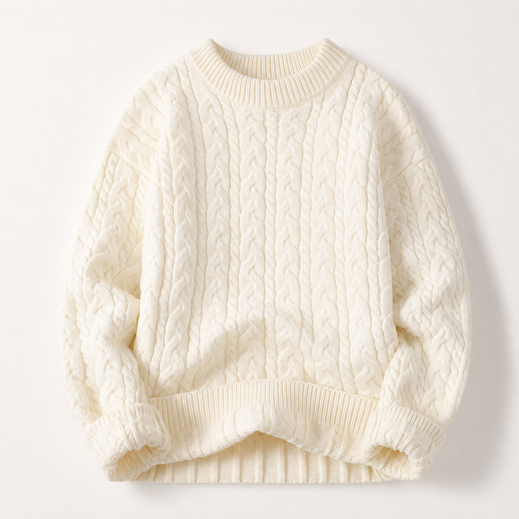 Caleb Men’s Cable Knit Crewneck Sweater
