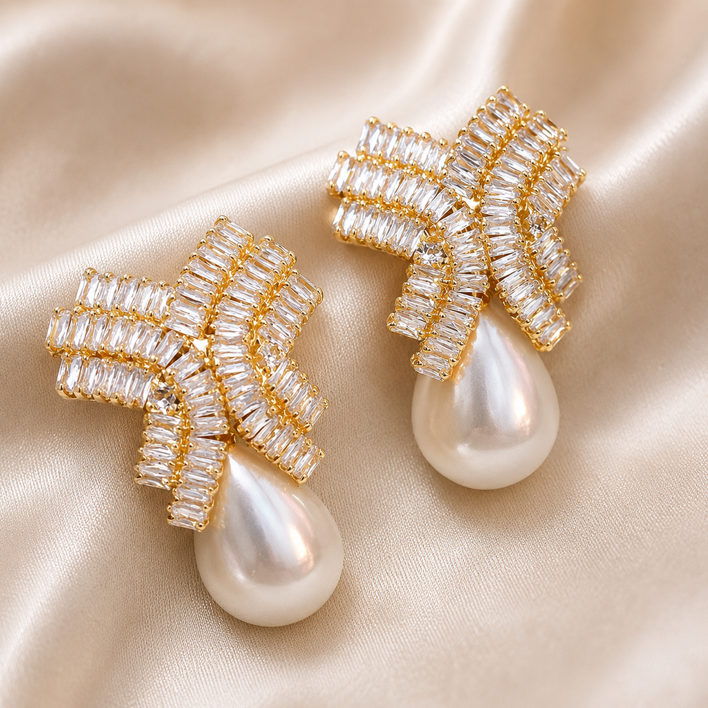 Harper Pearl Bow Drop Earrings