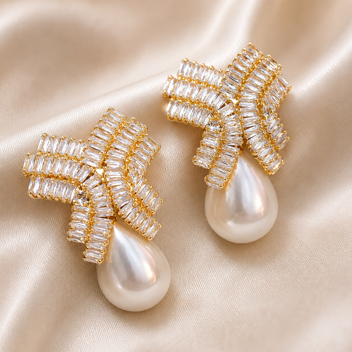 Harper Pearl Bow Drop Earrings