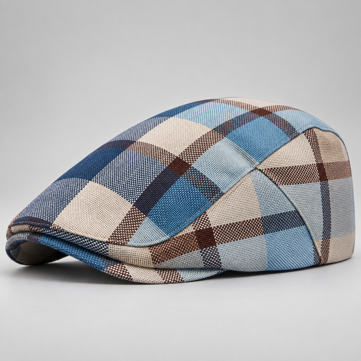 Bennett Men’s Plaid Flat Cap – Classic Check Driving Newsboy Hat