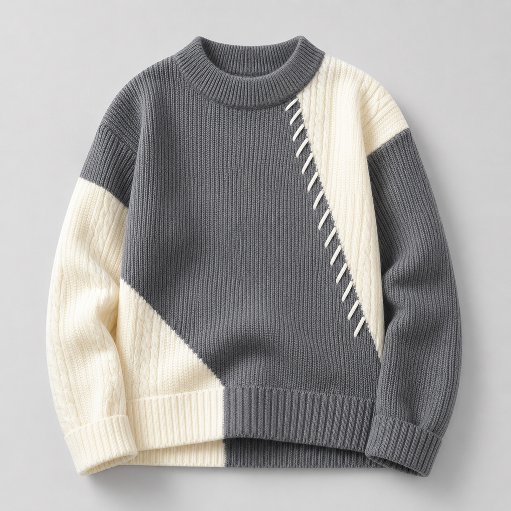 Dorian Asymmetric Color-Block Knit Sweater