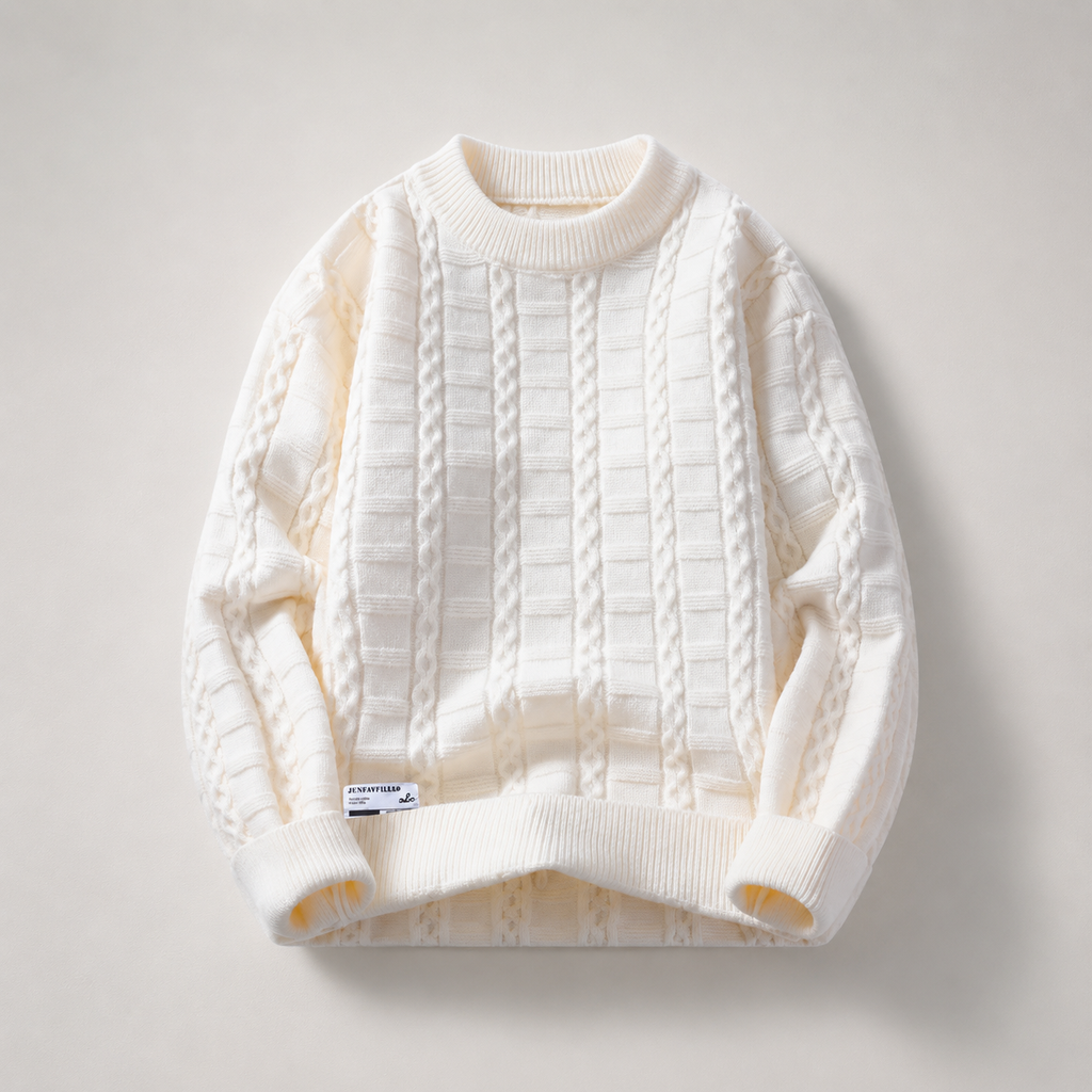 Ethan Textured Cable-Knit Crewneck Sweater