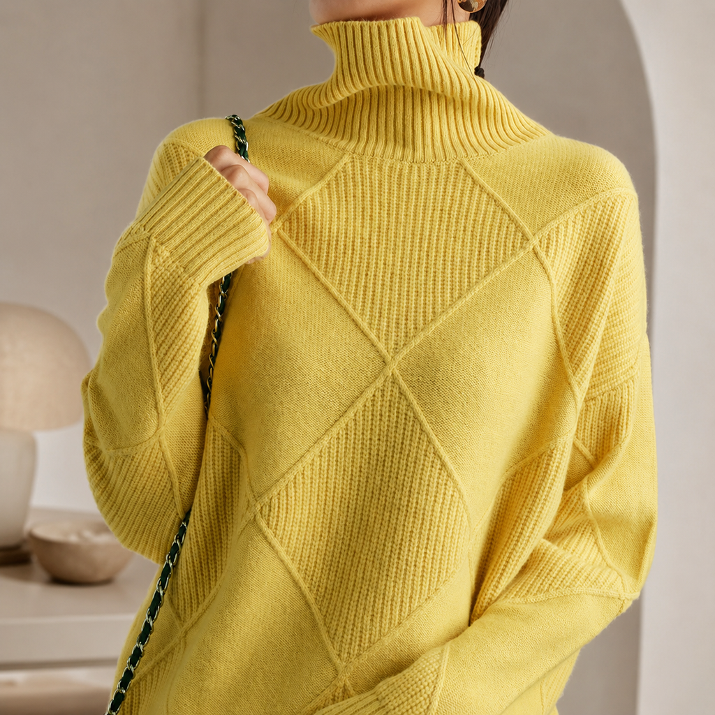 Luciana Women’s Checkered Turtleneck Sweater