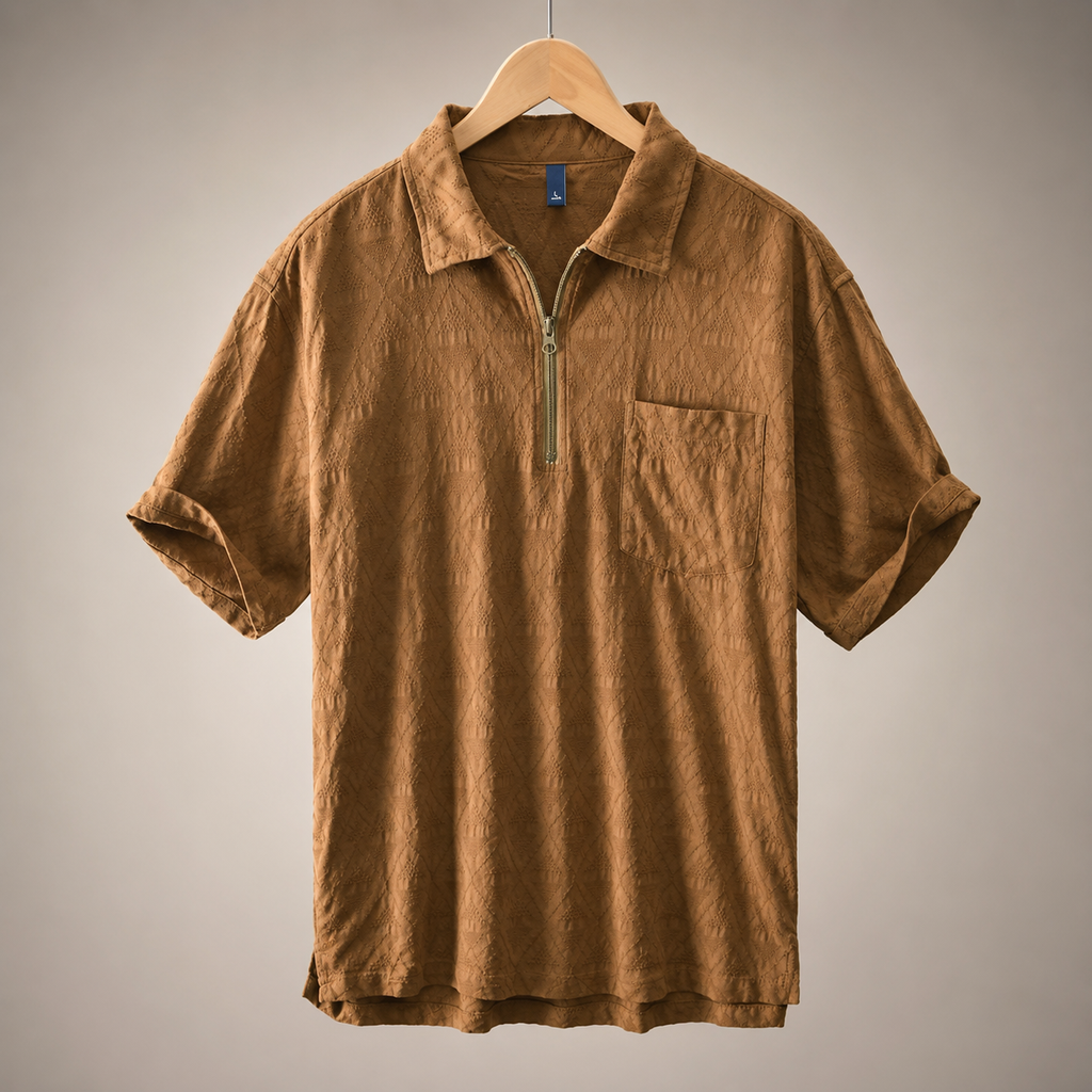 Matteo Textured Quarter-Zip Polo Shirt