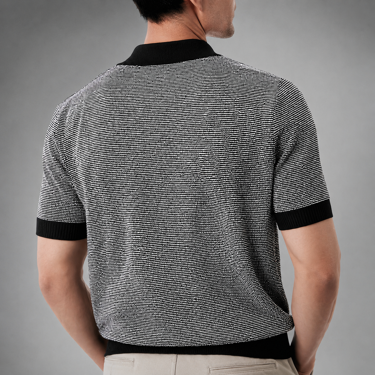 Thomas Men’s Textured Quarter-Zip Polo Shirt