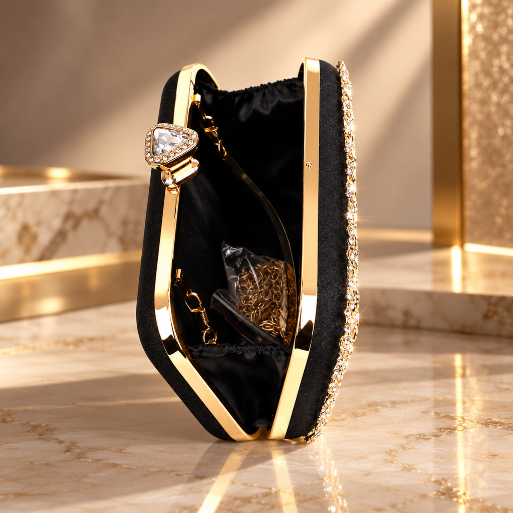 Seraphina Crystal Floral Evening Clutch with Top Handle