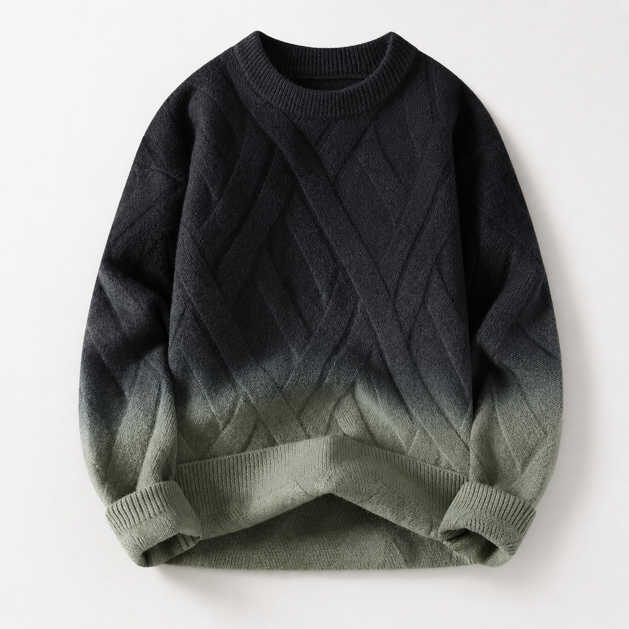 Adrian Gradient Textured Crewneck Sweater – Long Sleeve Geometric Knit Pullover