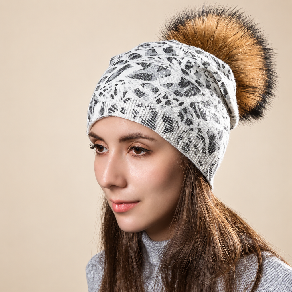 Gianna Women’s Animal Print Pom-Pom Beanie