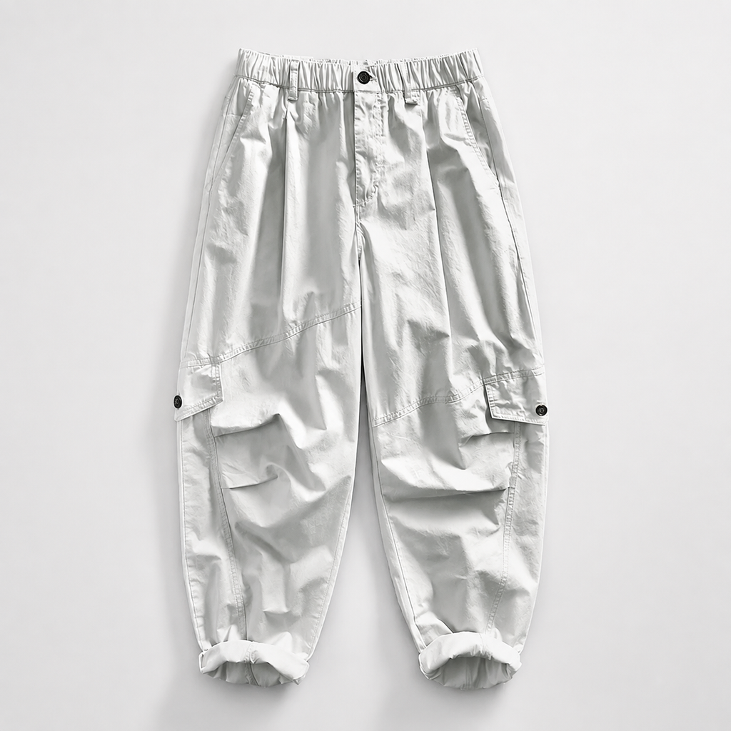 Elliot Relaxed Cargo Pants – Tapered Utility Pants with Flap Pockets