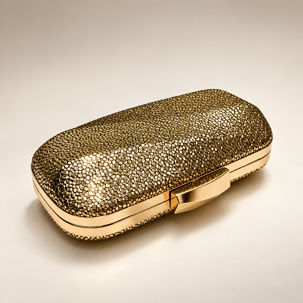 Isabella Metallic Textured Evening Clutch Bag with Chain Strap