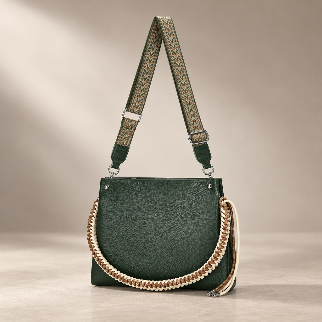 Sienna Women’s Crossbody Shoulder Bag – Woven Strap Textured Handbag