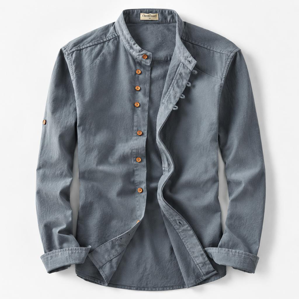 Ethan Men’s Linen-Cotton Japanese-Inspired Short-Sleeve Shirt