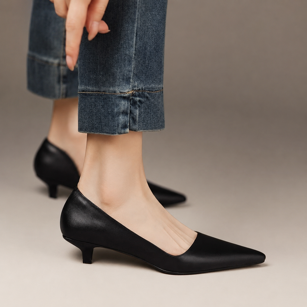 Monroe Women’s Pointed-Toe D’Orsay Kitten Heel