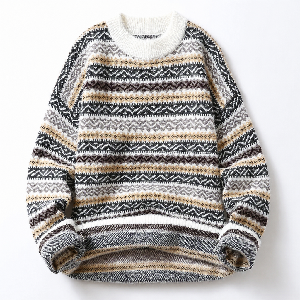 Sebastian Geometric Pattern Crewneck Sweater