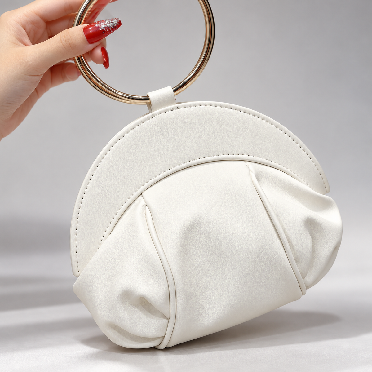 Vivienne Rhinestone Evening Clutch Bag with Gold Ring Handle