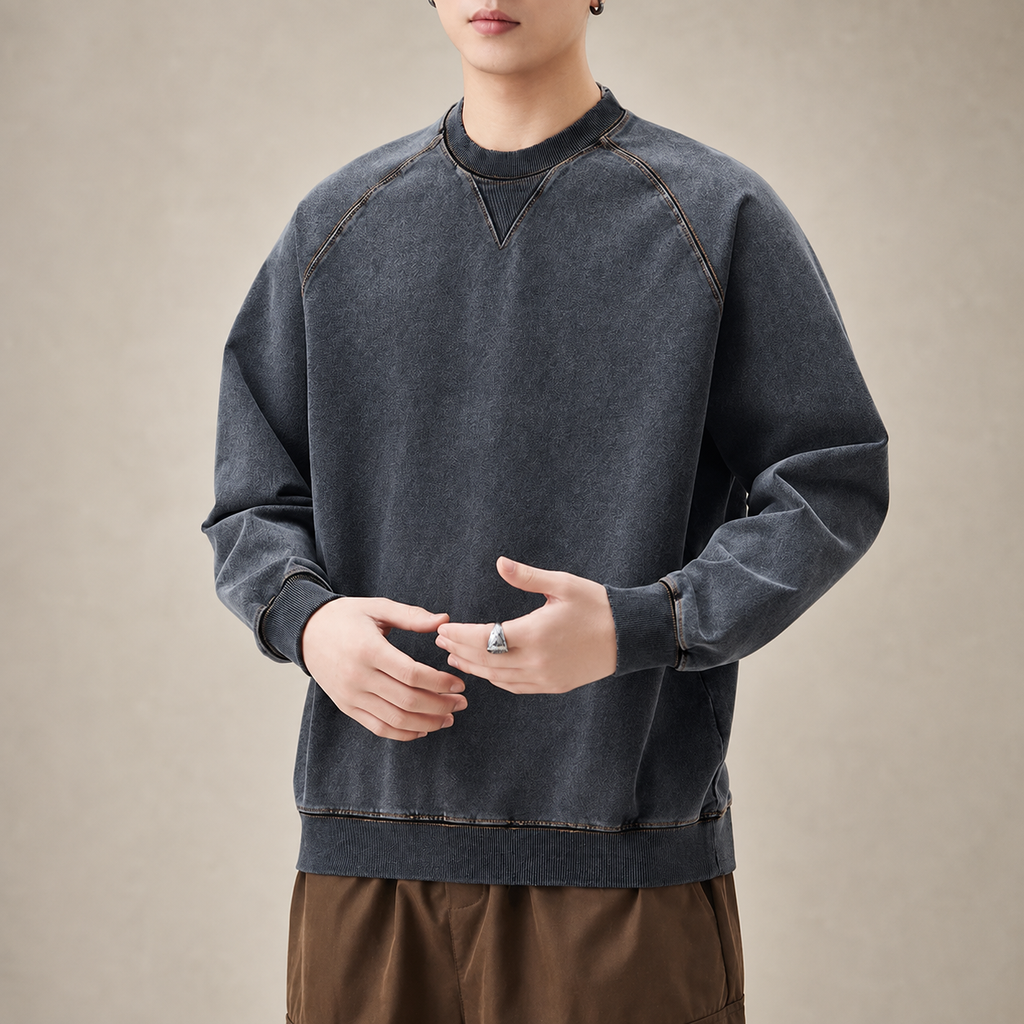 Nico Men’s Washed Knitted Denim Sweatshirt