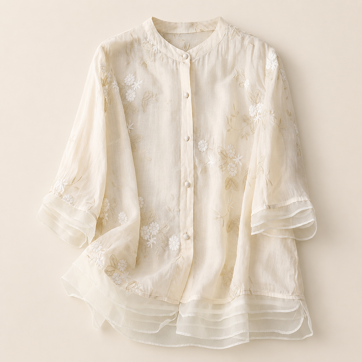 Rosie's Floral Embroidered Button Blouse