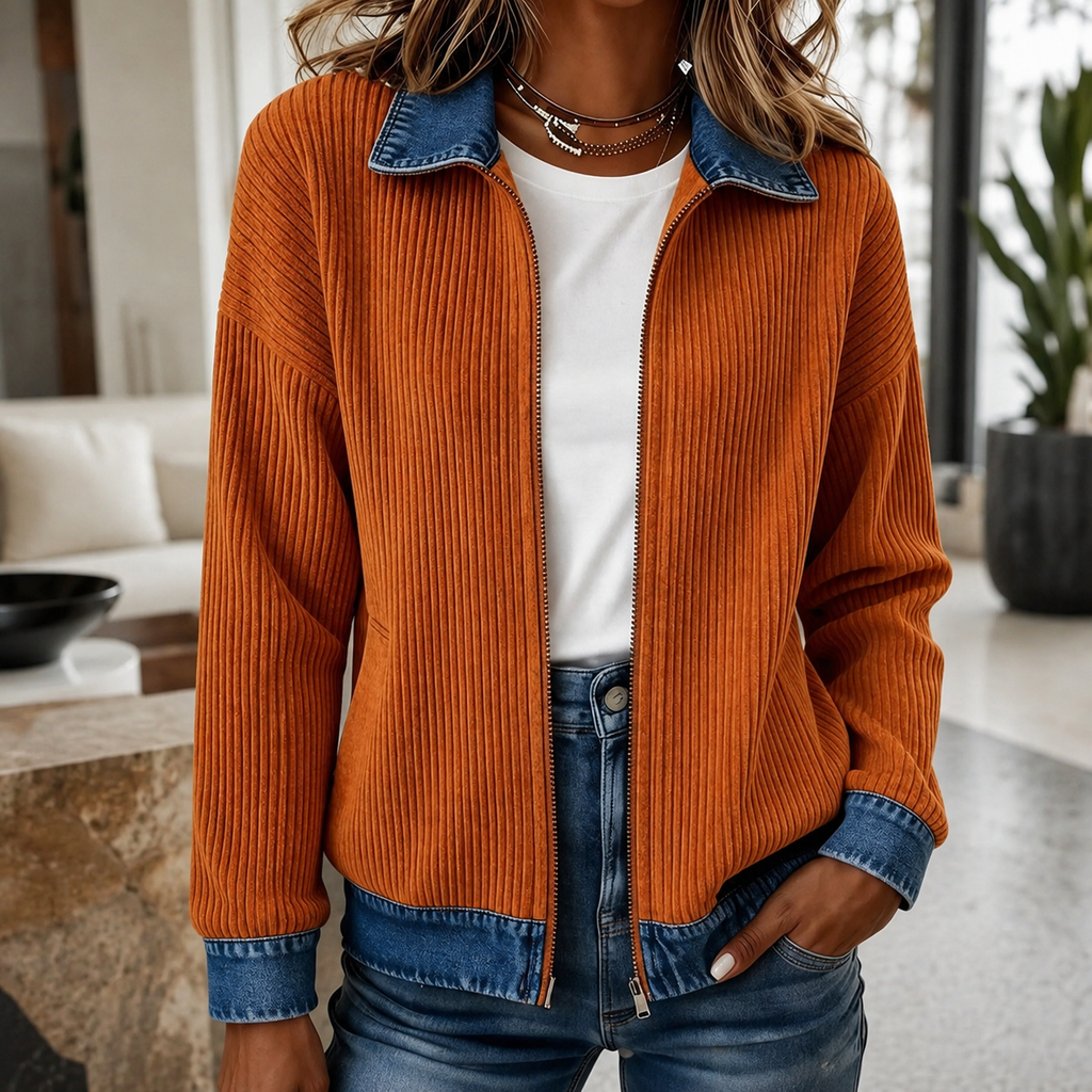 Aria Women’s Ribbed Zip-Up Knit Jacket